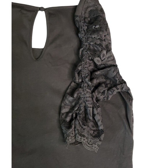 American Eagle Outfitters Dark Grey Lace Front Top - Medium - Picture 4 of 9